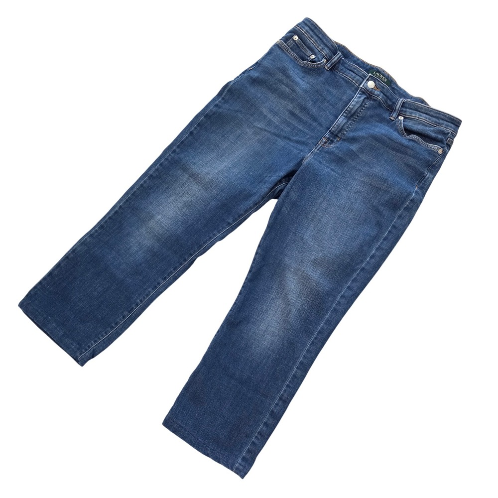 Lauren Ralph Lauren Regal Straight Ankle Jeans Blue Size 14 High Rise Straight